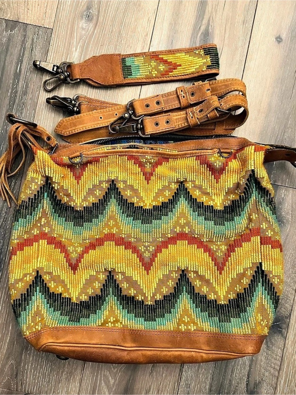 Hasta La Vista Exports Moons Crossbody Bag in Yellow & Green